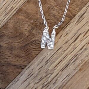 Claire's Initial N Necklace with Rhinestones